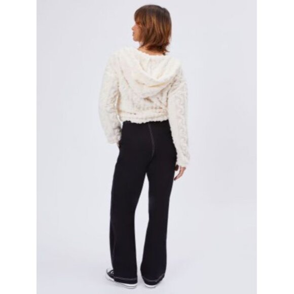 wide leg trouser pant top stitched NWT Medium black 100% cotton woven - Picture 4 of 10